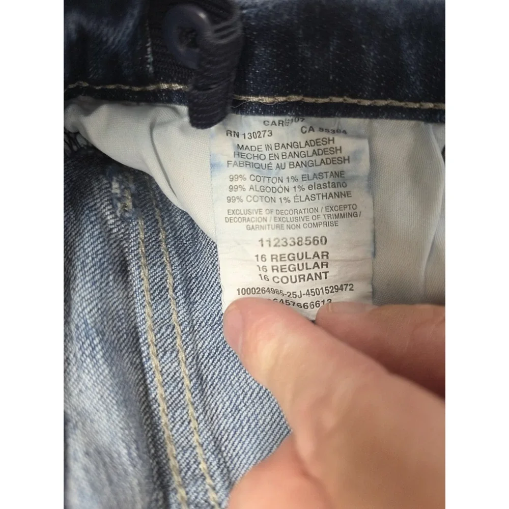 Wrangler 20X Boys Jeans Size 16 Regular Adjustable Waist Blue Straight 112338560